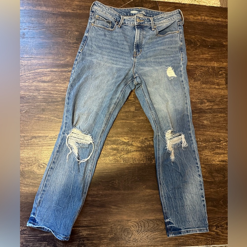Old Navy Power Slim Straight- High Rise Jeans- 8